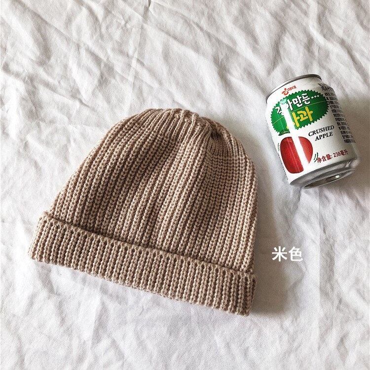 Mænd hue hatte uden skygge kalot street strik hue kvinder mænd akryl unisex afslappet solid græskar bærbar melon kasket: Khaki