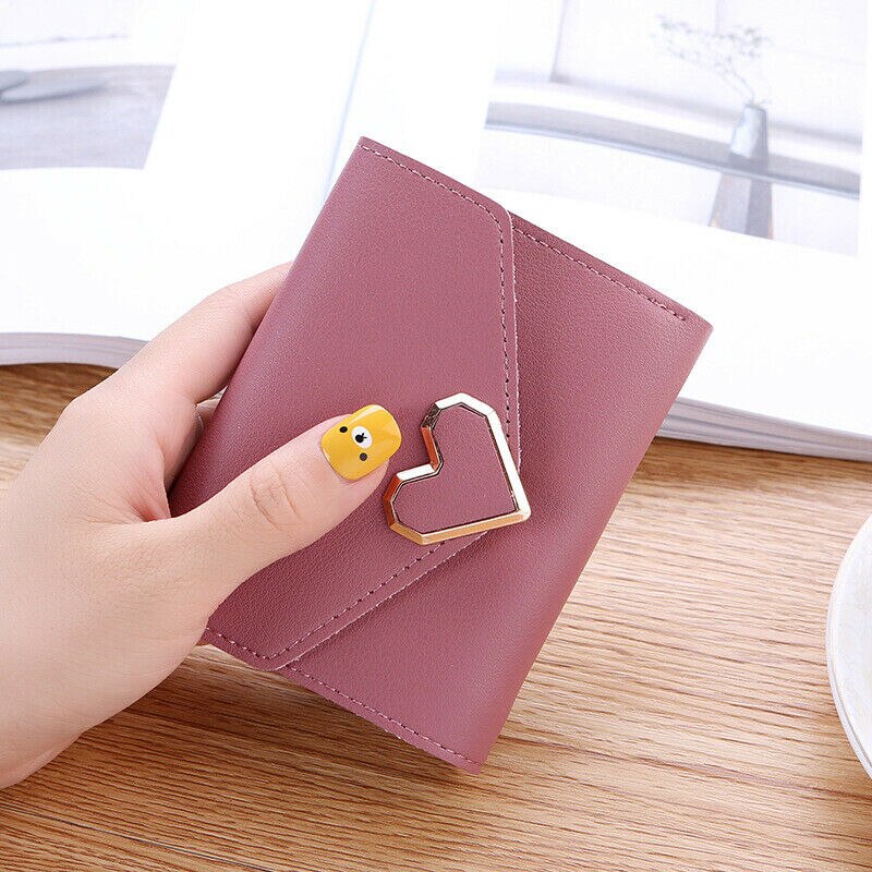 Womens Wallet for Credit Card Holder Small Luxury Slim PU Leather Cute Short Purse Girls Lady Wallets for Women: Dark Pink