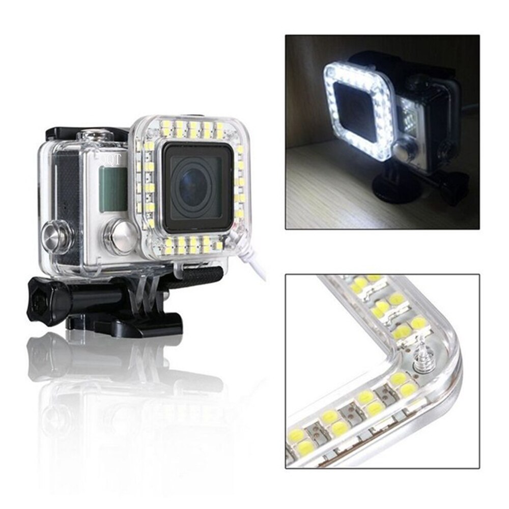 QQT para Gopro accesorios montaje de luz LED montaje para Go pro Hero 4 3 + lente de montaje de la carcasa de la cámara