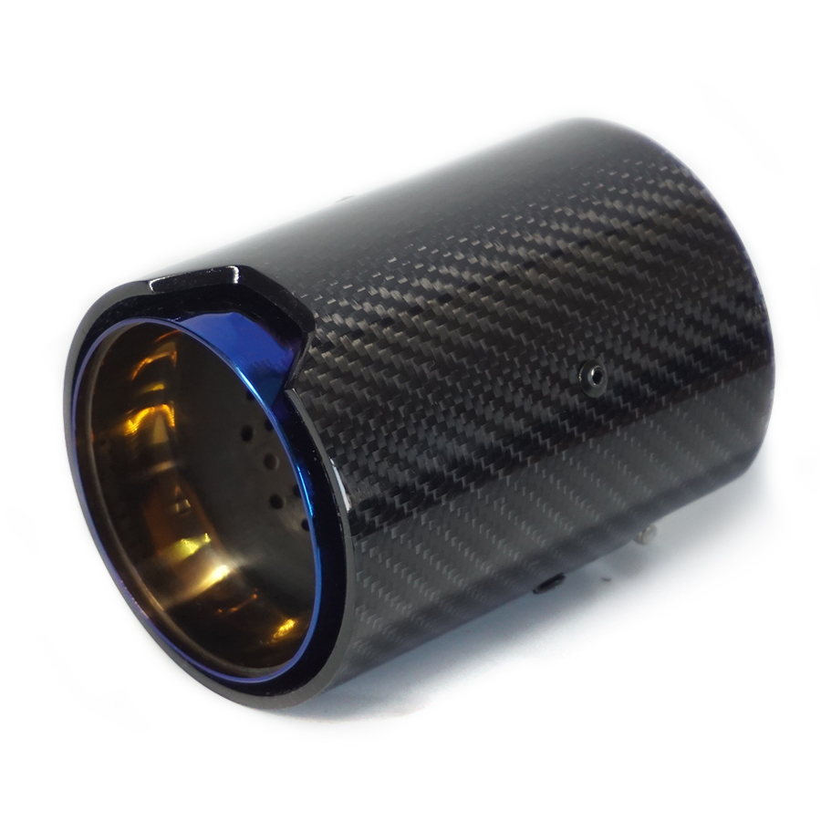 Glossy Auto Uitlaat Tip Gegrilde Blauwe Stijl Real Carbon Fiber Voor M2 F87 M3 F80 M4 F82 F83 M5 F10 m6 F12 F13 63Mm In 92Mm Out