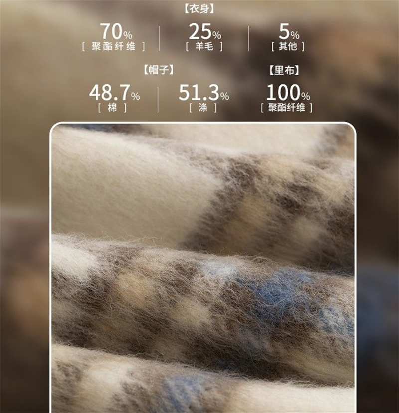 Rutig ulljacka med huva för kvinnor vår höst japansk koreansk version löst sittande avslappnad lat stil topp för