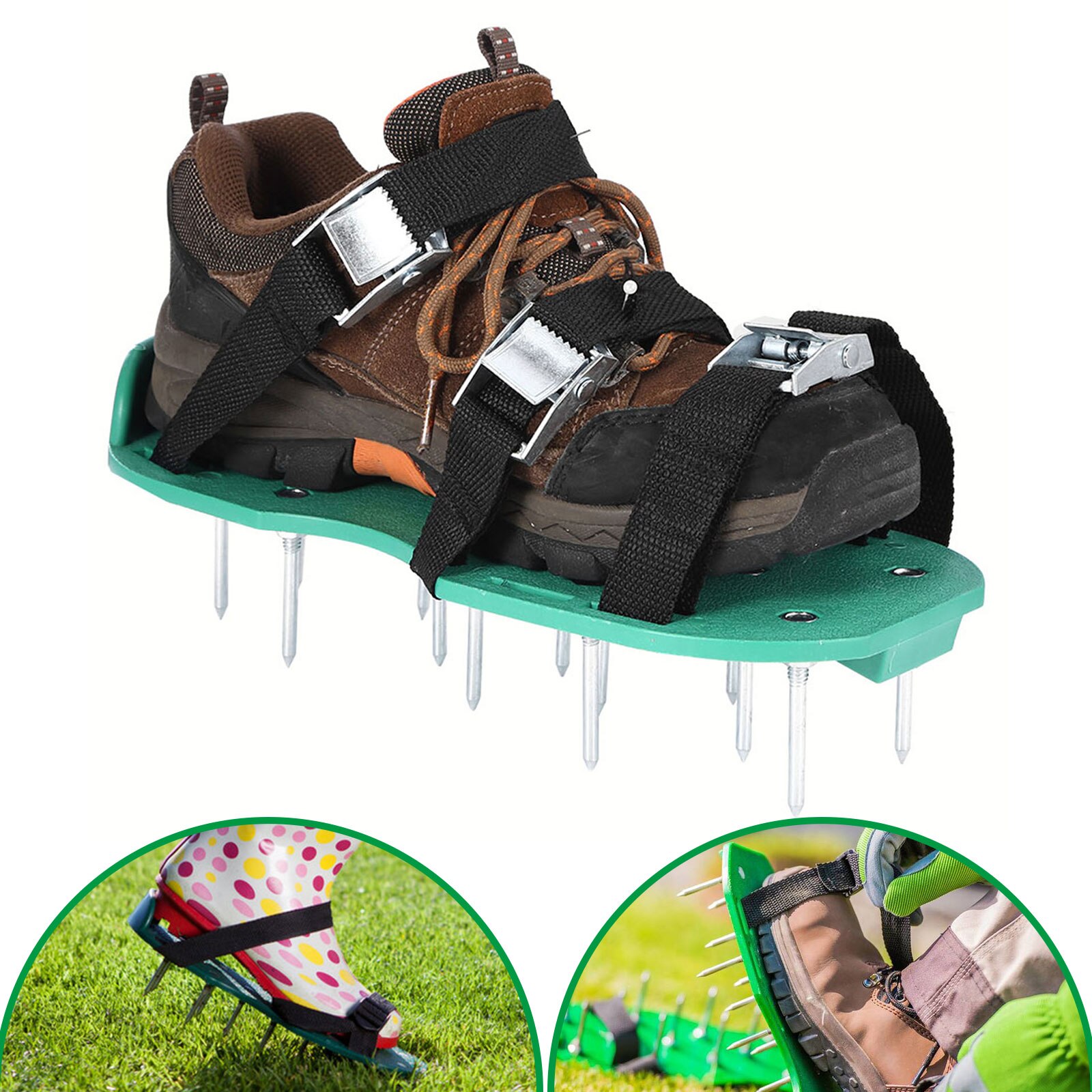 Lawn Aerator Spike Shoes With 4 Adjustable Straps 26 Nails Spiked Aerating Sandals Effectively Lawn Soil For Healthier Yard Lawn