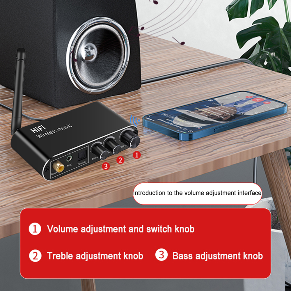 Optischer koaxialer Audio-Decodierung konverter U-Disk 3,5mm Aux RCA Bluetooth-kompatibler WLAN-Adapter