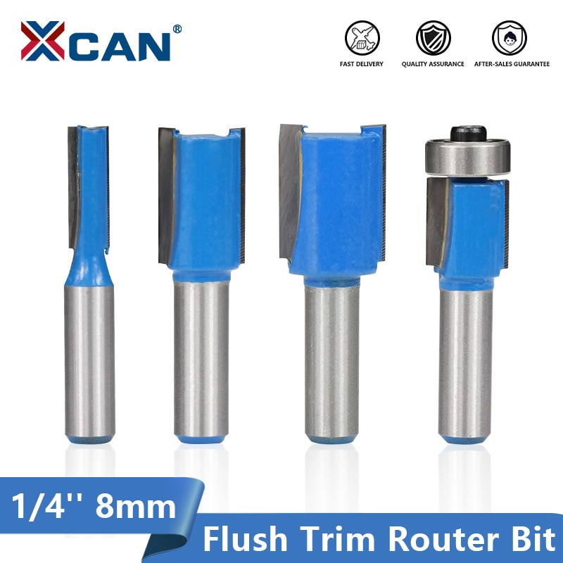 XCAN Flush Trim Pattern Router Bit 1/4''(6.35mm) 8mm Shank Woodworking Straight Milling Cutter