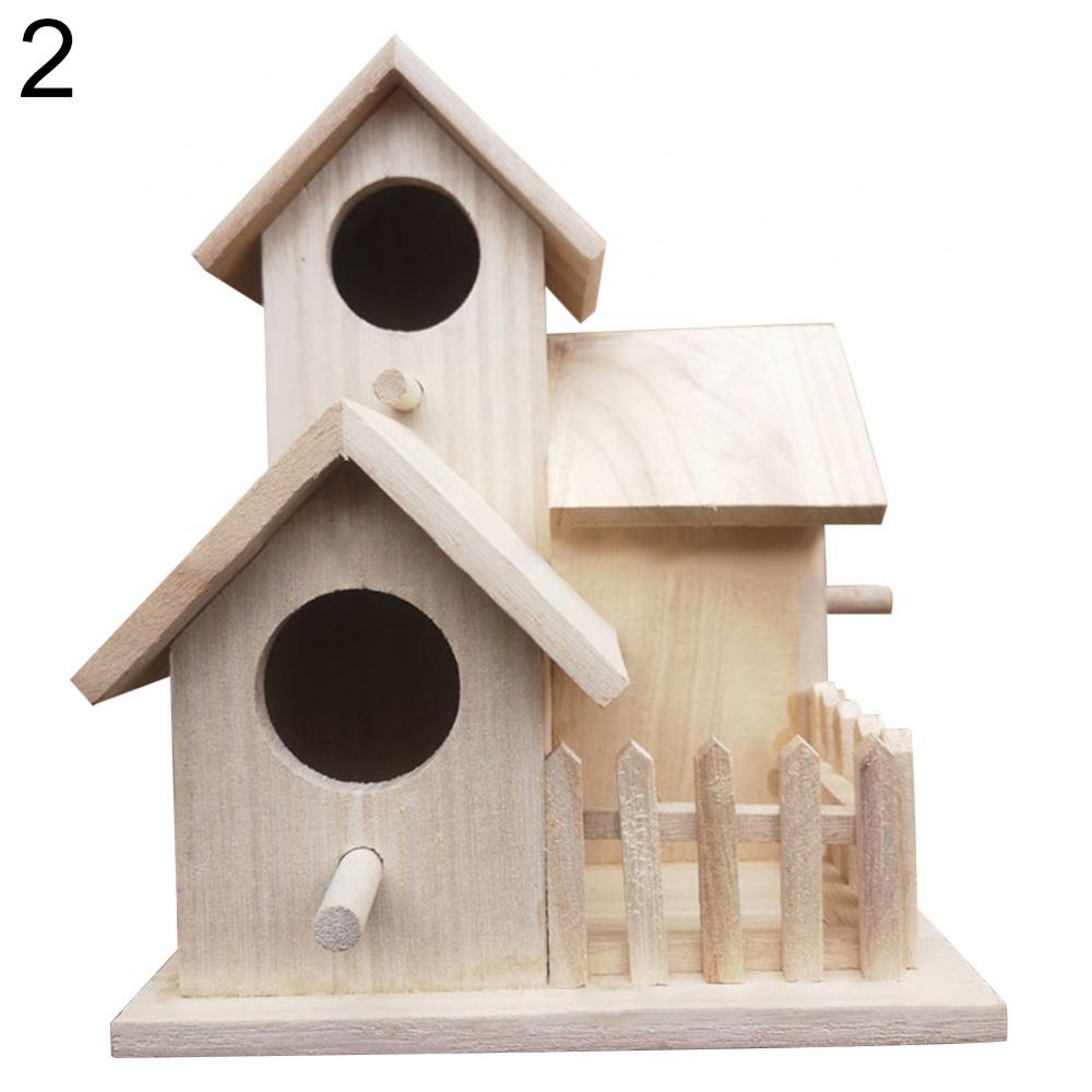 Caja de jaula de madera para cría de aves, jaula de loro montada en la pared, decoración colgante para jardín, balcón: 2