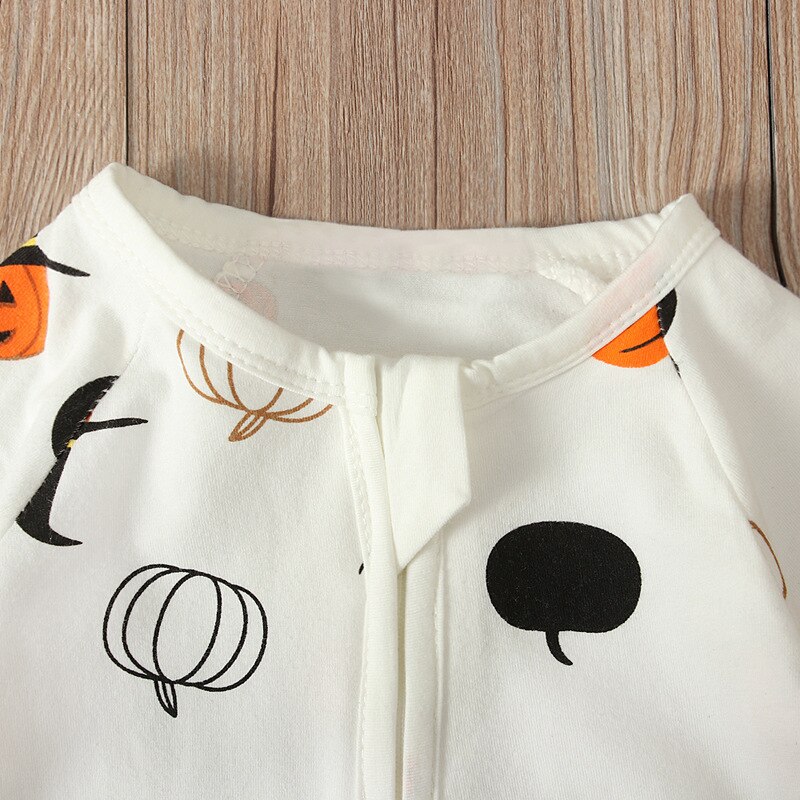 Intimo per bambini pagliaccetto monopezzo autunno a maniche lunghe Halloween zucca modello morbido caldo traspirante vestiti comodi
