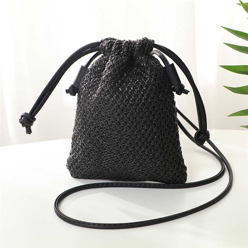 Messenger taske sommer halmvævet taske beach style crossbody taske skuldertaske: A2