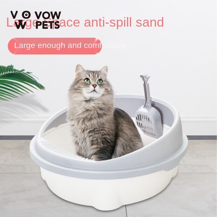 Lavabo de arena semicerrado para gato, lavabo extraíble del derrame, ideal para mascotas, ,