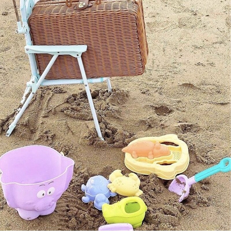 Elephant Beach Toys Set Kids Sand Toy Bucket Rake Shovel Turtle Crocodile Hippo Molds Water Toys