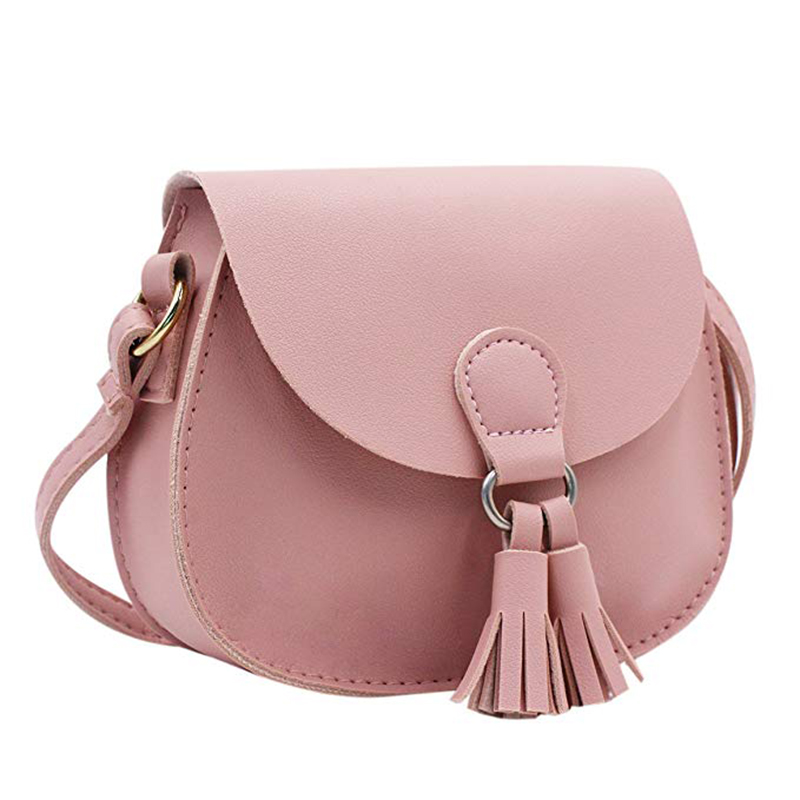 Cute Cat Tassel Shoulder Bag Small Mini Coin Purse Messenger Bag Crossbody Satchel For Kids Girls, Color D Pink(4.7x3.9)