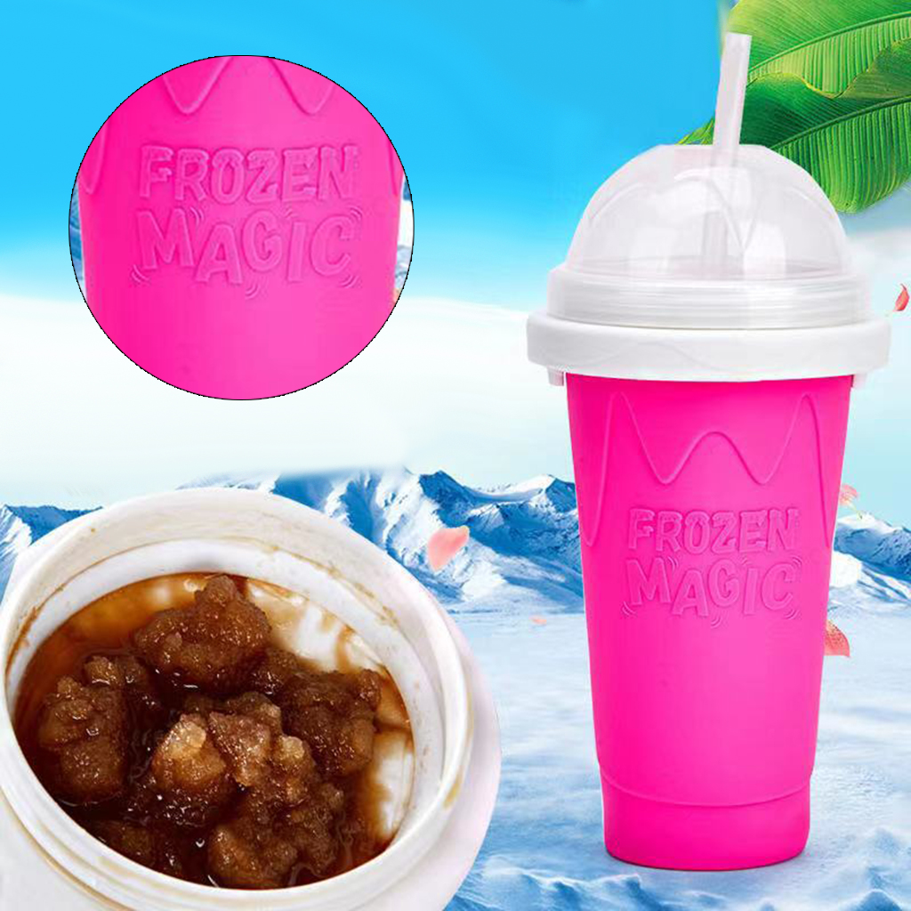Portable Quick Frozen Smoothies Cup Dubbele Laag Drankjes Koeling Cup Squeeze Cup Voor Zomer Sap Milkshake: Rose Red
