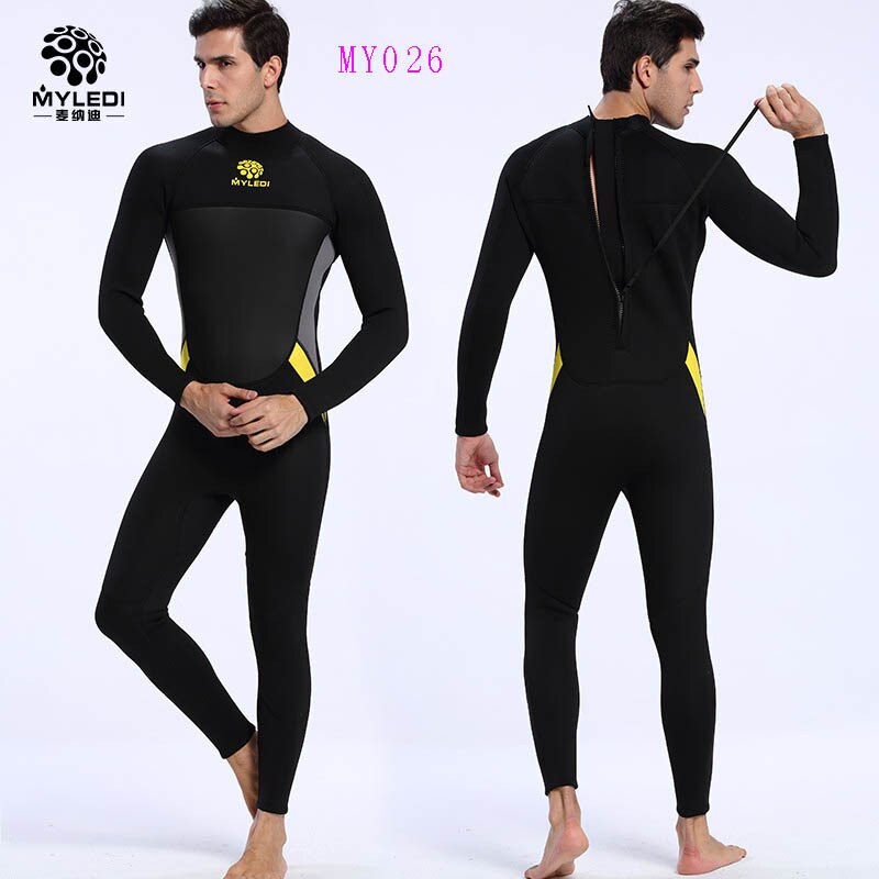 Men Diving Suit 3mm Neoprene Full Body Wetsuit Swimming Surfing Diving Snorkeling Suit Back Zip Jumpsuit Diving Suit: MY026 / XL