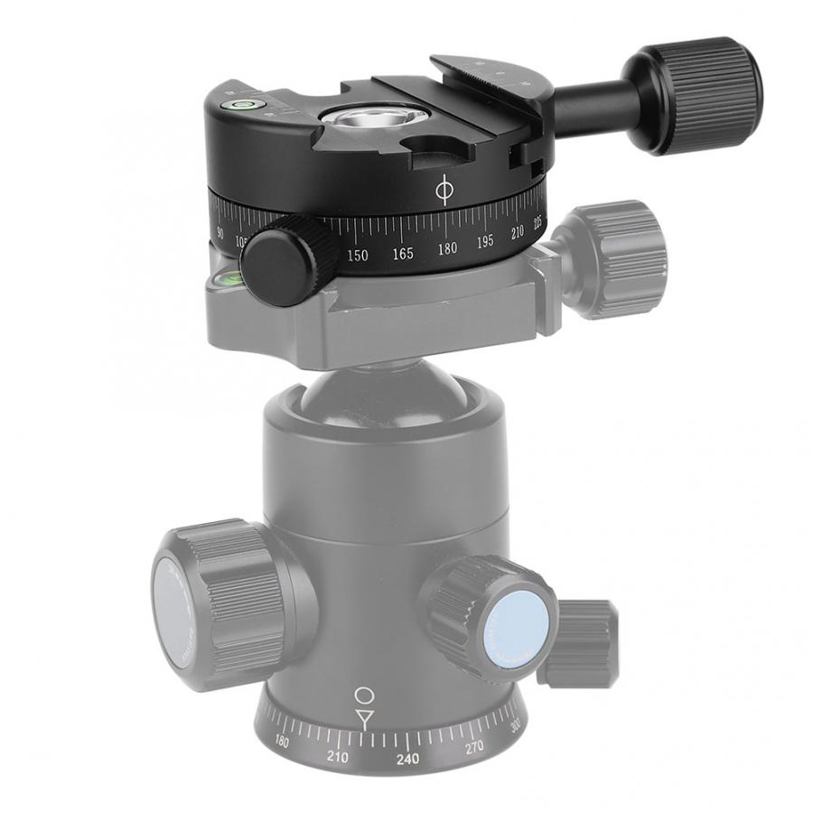 QJ-01 Aluminum Alloy 360 Degree Rotatable Panoramic Tripod Head with Scale Level for Arca Swiss Clamp Gimbal Head