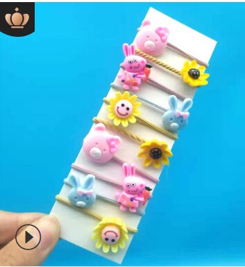 10 Pcs/Set Cute Floral Girls Rubber Bands Princess Kawaii Hair Ornament Headwear Elastic Hair Bands Headbands Hair Accessories: 11