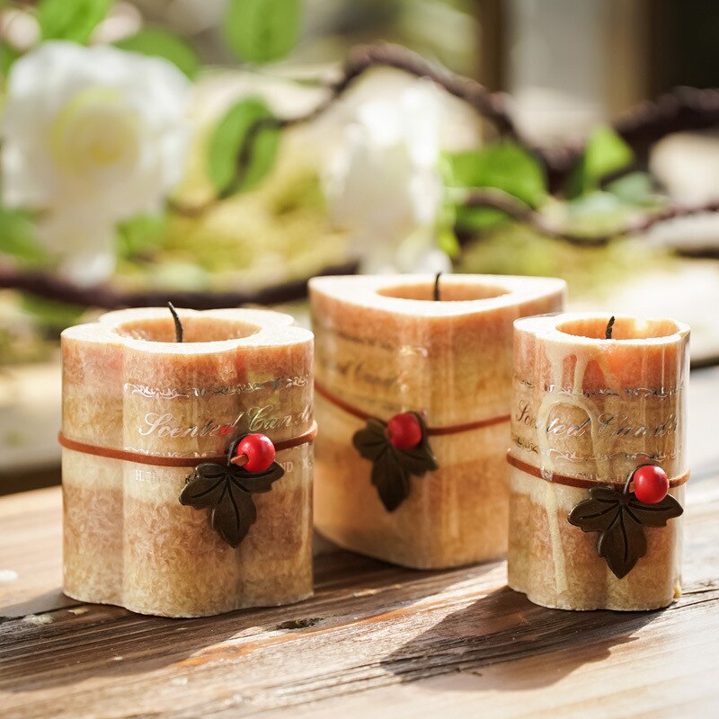 Duft Kerzen Dreieck Blume bilden Romantische Kerzenlicht-Abendessen Geburtstag Hochzeit Flammenlose Kerzen Funkelnden Kerzen