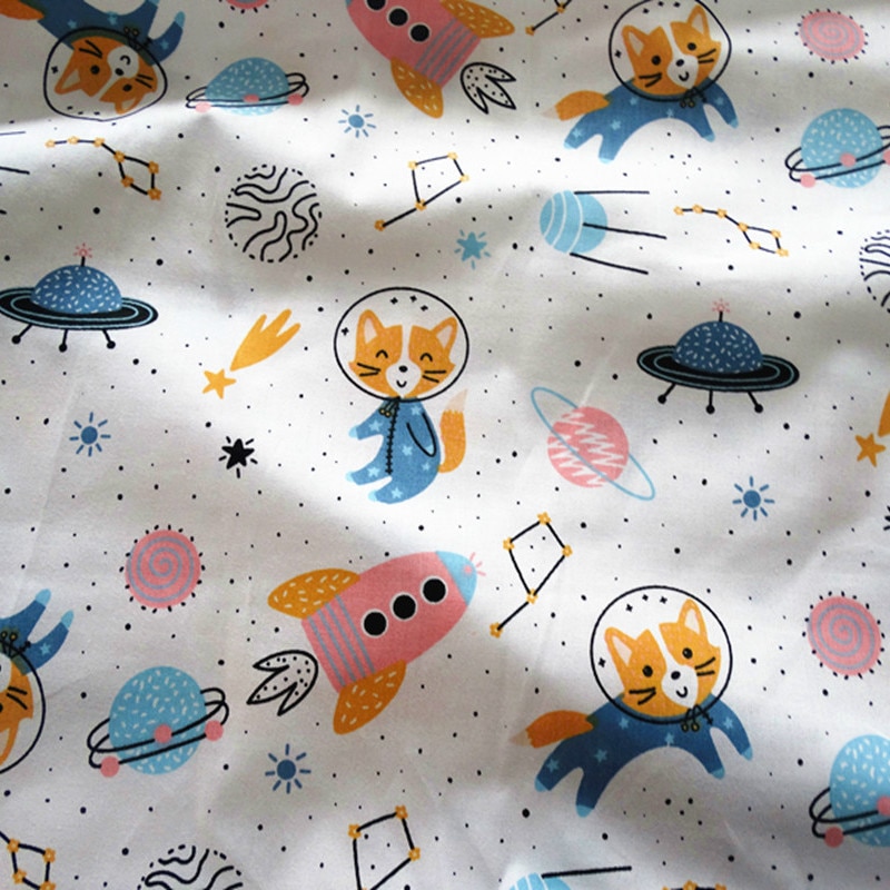 Por metro 100% tecido de sarja de algodão bebê, estampado, pano de algodão para diy, costura, patchwork, acolchoamento, tecidos