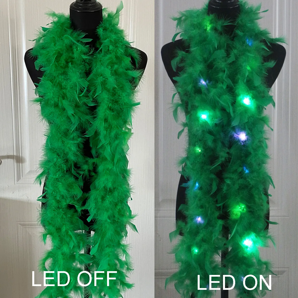 Federboa, LED-Lichterkette, Schal, Lichterkette, leuchtende Federstiefel, 2 m, für Party, Hochzeit, Weihnachtsbaum, Heimdekoration, Halloween: Lila