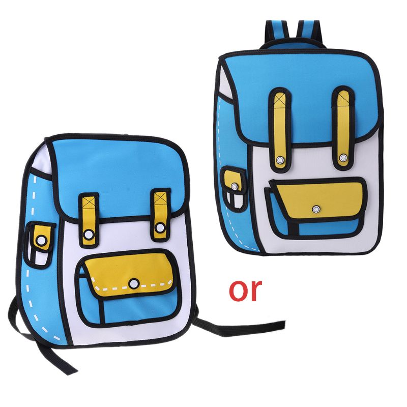 3D Jump Style 2D Drawing From Cartoon Paper Backpack Shoulder Bag Comic Bookbag M68C