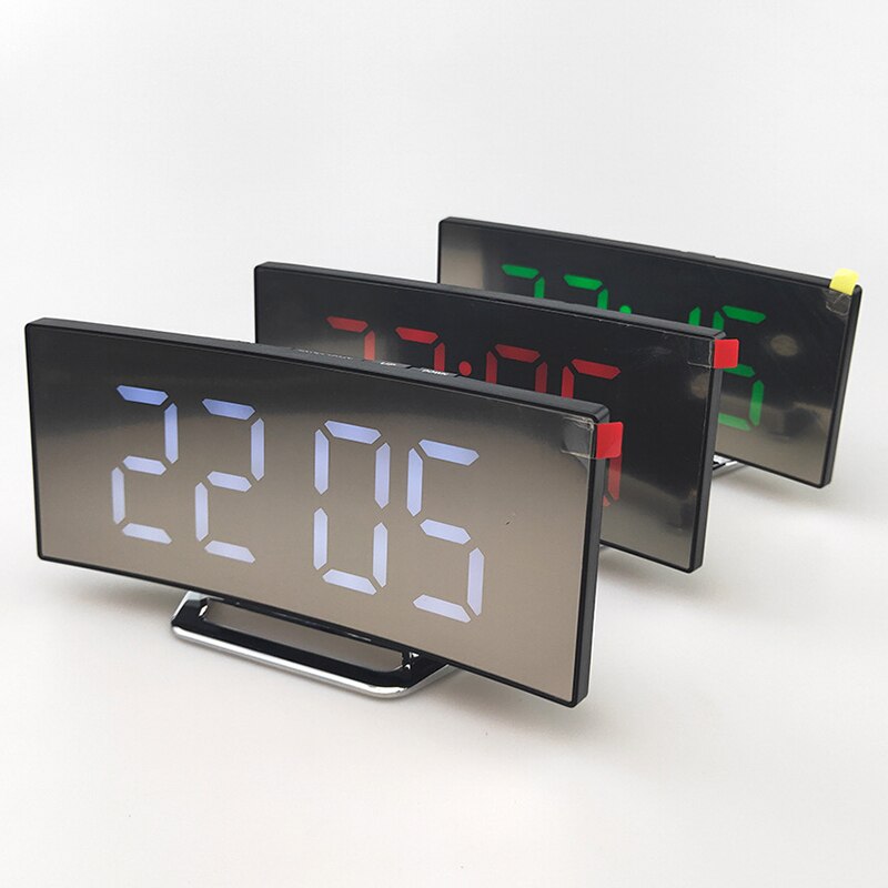 Elektronische Wekker Digitale Led Grote Display Mirrornoiseless Multifunctionele Usb Bureauklok Tafel Horloge Decor