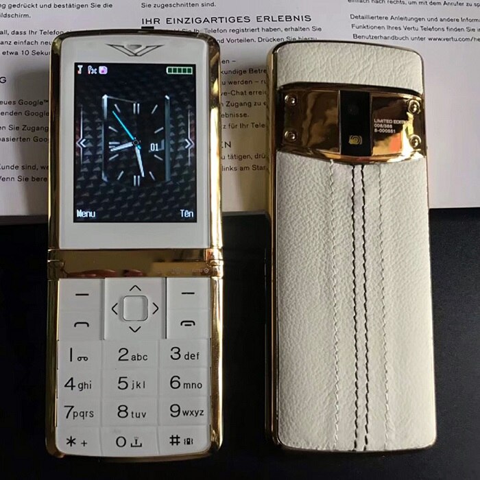 Unlock Bar Luxury Metal Signature Card Mobile Phone Dual Sim Flashlight Camera Bluetooth IMEI Changable Slim Extra Small Size: add 4G TF / White