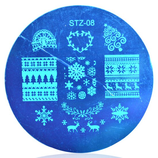 STZ noël Nail Art estampage plaques flocons de neige Dreamcather étoile timbre à ongles modèle pochoir manucure moule outils STZ/MC: STZ-08
