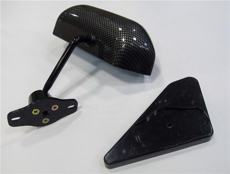 Espejo retrovisor Universal para coche, 1 par, de fibra de carbono, espejo retrovisor azul, cristal lateral de carreras de carbono, soporte metálico de ángulo amplio
