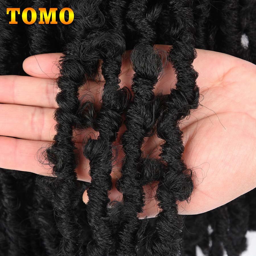 TOMO Soft Butterfly Locs Crochet Hair 12 Inch Handmade Butterfly Locs Faux Synthetic Crochet Twist Braiding Hair Extensions