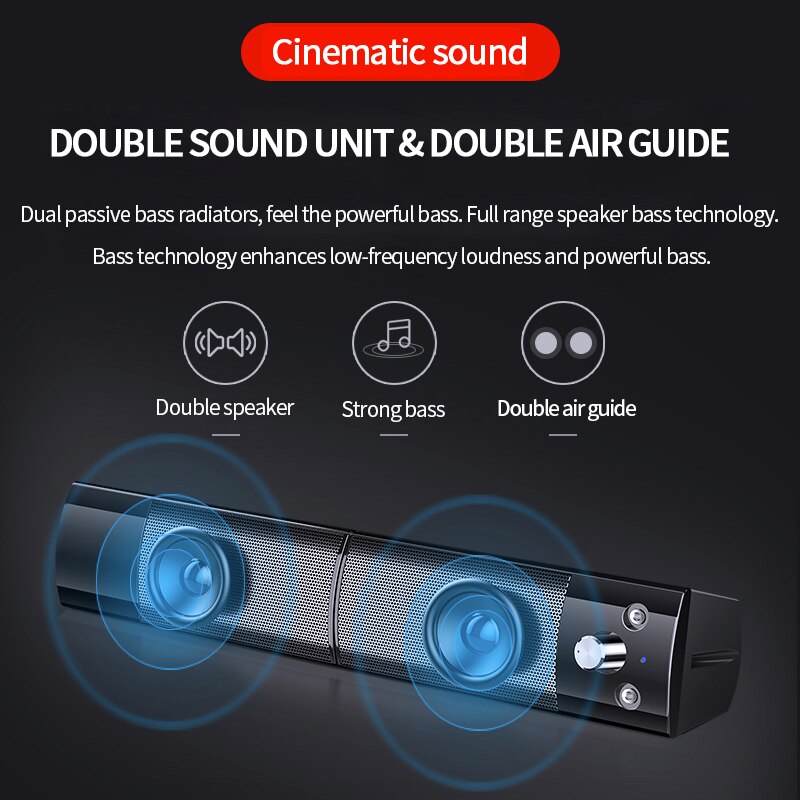 Przewodowe i bezprzewodowe głośniki komputerowe Bluetooth 5.0 głośnik Sound Bar na laptopa PC TV Aux radio HiFi Subwoofer z mikrofonem głośnik