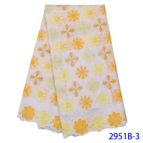 Oranje en witte katoenen kant stof, kant stijlen nigeria, geborduurde stoffen met stones voor jurken KS2951B-5: Picture 3