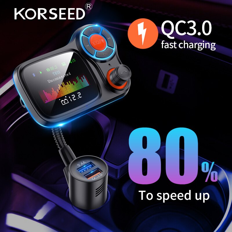 Fm Transmitter Car Charger Quick Charge 3.0 Dual Usb Voor Xiaomi Redmi Note 8 Pro Snel Opladen Bluetooth 5.0 Muziek MP3 Speler