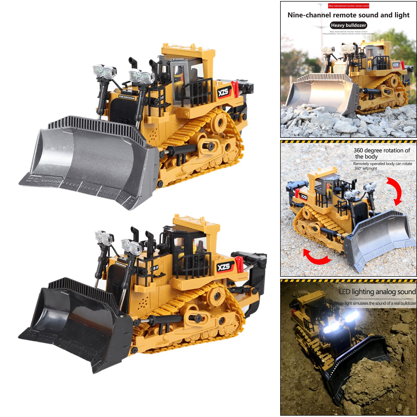 9CH RC Bulldozer 1:24 Licht & Klang Ingenieurwesen Auto Lkw Junge Spielzeug