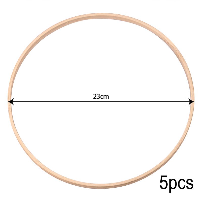 Anneau Macramé en Bambou pour Broderie et Attrape-Guirlande, Idéal pour Panier de Noël Suspendu, Cercle de Croix, en Bois, Fait à la Main, Décoration d&#39;Intérieur, 1 à 5 pièces: 23cm / 1pcs
