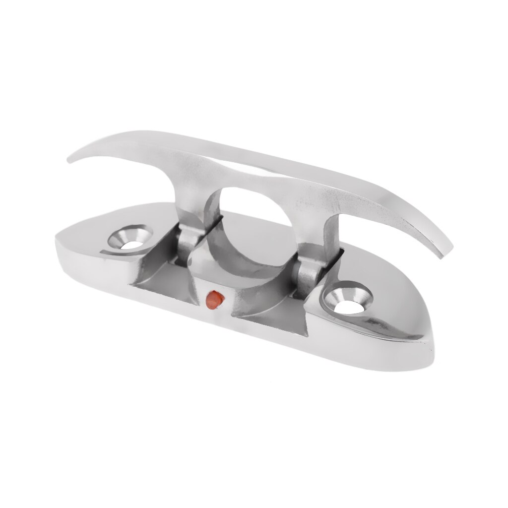 Folding Cleat Mount Mooring Deck Cleat Dock Anchor Clamp Polished 316 Marine Stainless Steel Boat Hardware - 4-1/2inch