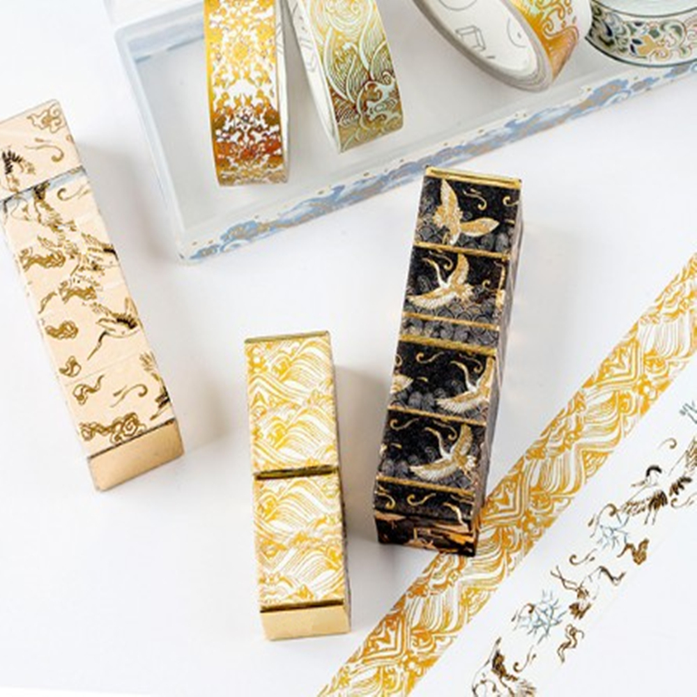 1Stck Gold Folie DIY Handwerk funkeln Papier Klebstoff Aufkleber Chinesische aufbringen Washi Band Jahrgang Klebstoff Washi Band Stationäbetreffend
