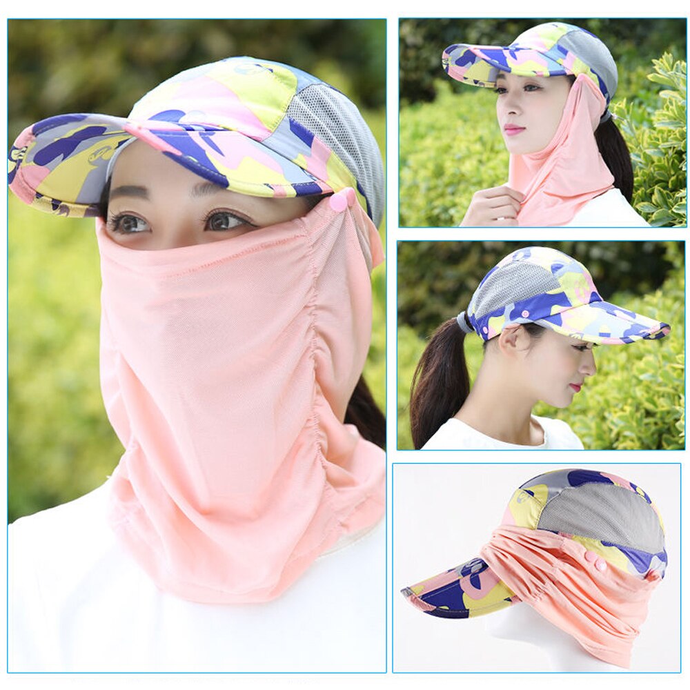 Chapeau à rabat solaire à 360 degrés pour hommes et femmes, Protection solaire contre les UV, casquette d&#39;été, visière pliable, amovible, masque pour le cou