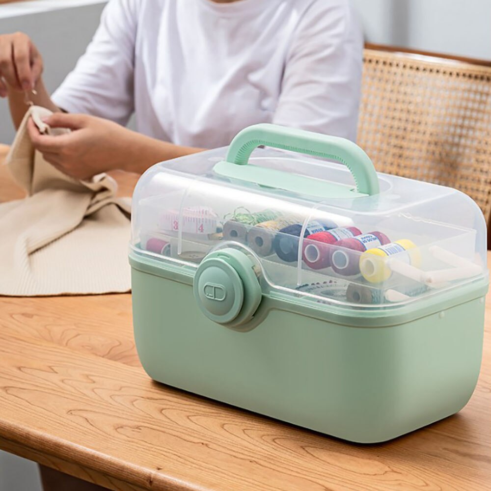 Caja de Kit de costura para adultos, accesorios para principiantes, caja de costura para el hogar, Kit de reparación de costuras, caja de compartimentos