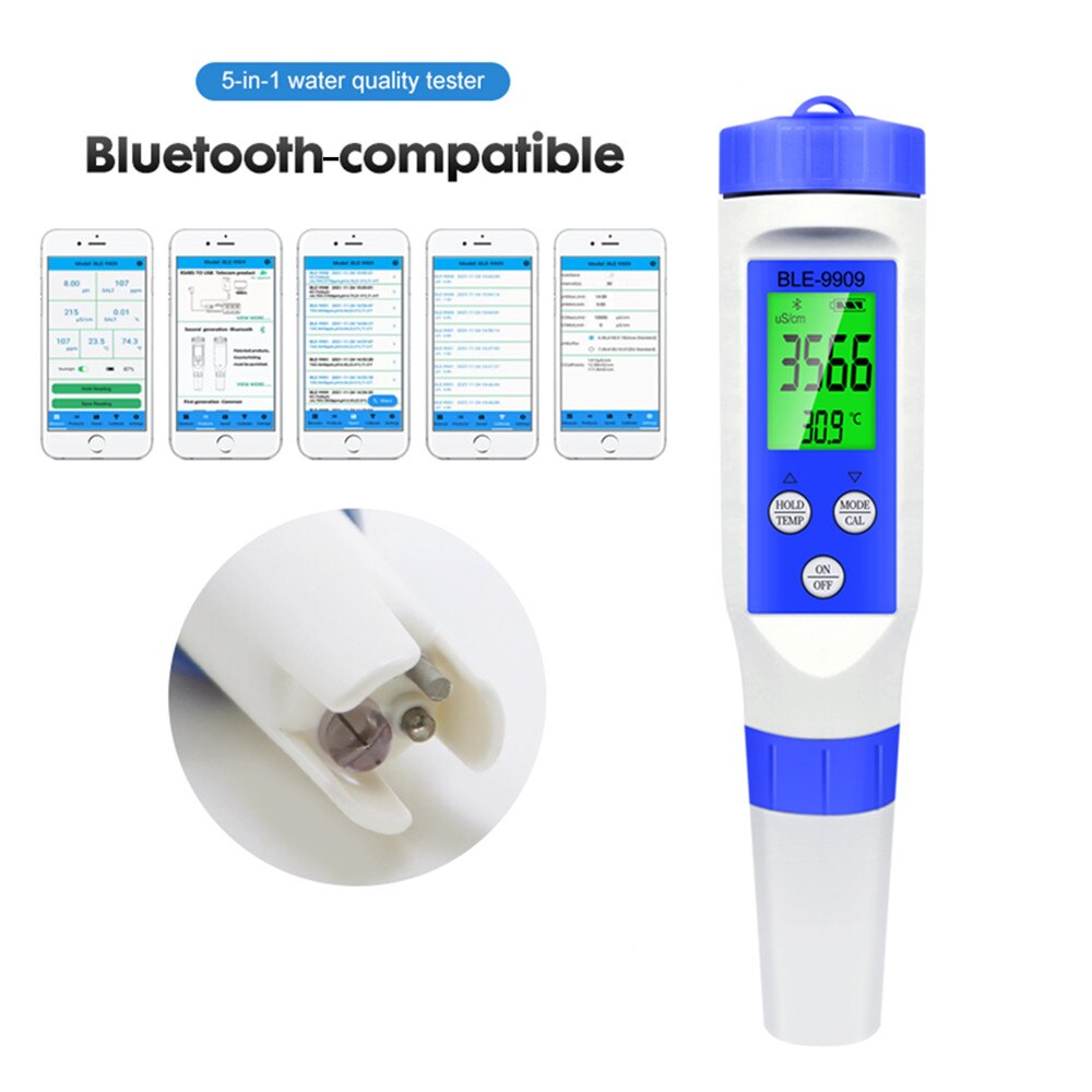 Medidor de análisis de agua con Control por aplicación, Detector de de agua potable, PH/TDS/EC/salinidad/TEMP Pen, para laboratorio, piscina y Acuario
