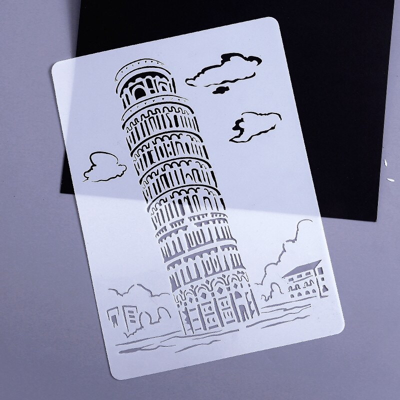 Szablon do wytłoczeń punktowych Pre Tracing linijka wieża eiffla Big Ben Spray/ściany ręcznie malowanie szablony DIY Scrapbooking dekoracja albumu: No.3
