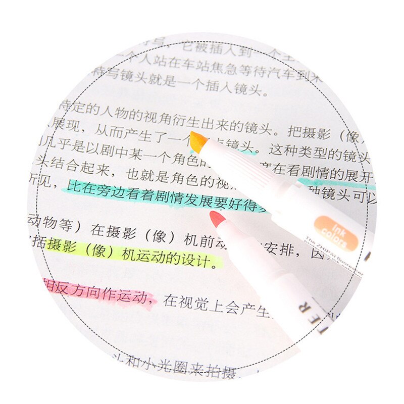 5 Pcs/Set Highlighter Pen School Supplies Dual Head Fluorescent Art Markers Brand Book Reading Mark Pen For Student Stationery