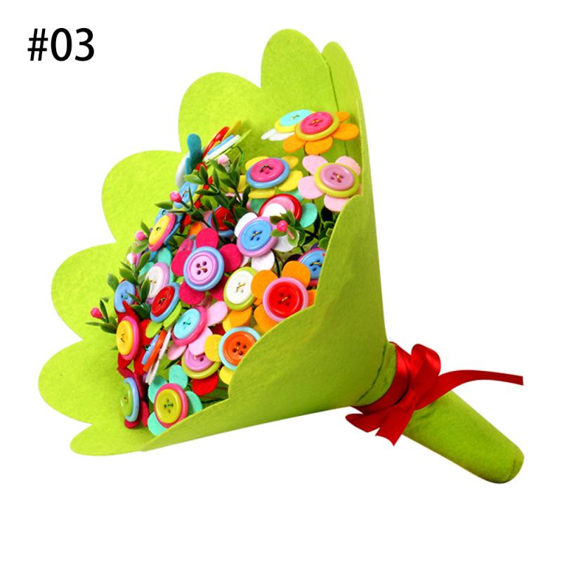 Material Package Button Bouquet Buttons Bouquets Flower DIY Material Package Decorative Paper Cord Mother's Day DIY Toys: 01