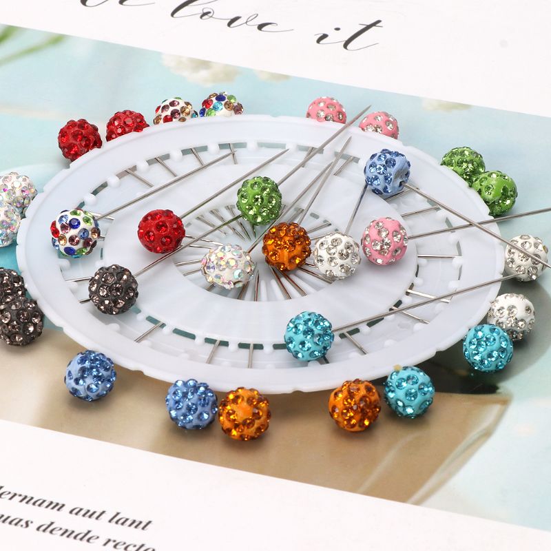 30 Pcs Veiligheid Pin Moslim Hijab Sjaal Pin Strass Bal Broche Rechte Hoofd Pin