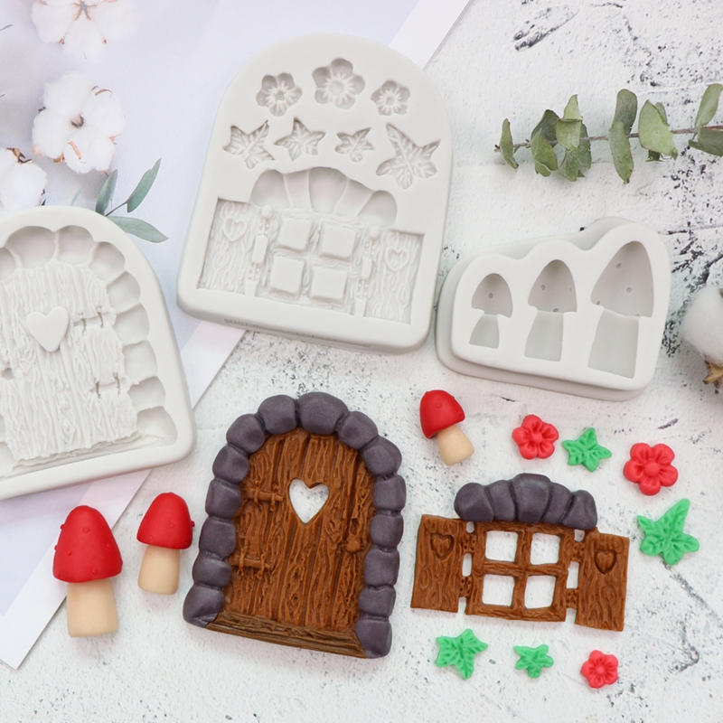 Tipi di fiaba Porta di lumaca Fungo Erba Fiore Zucchero Caramelle Torta Bordo Stampo in silicone Stampo per cioccolato Decorazione M302