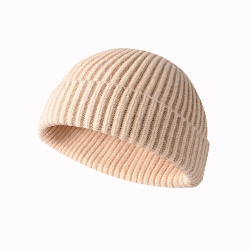 Men/Women Unisex Autumn Winter Knitted Hat Beanie Skull Cap Sailor Cap Cuff Brimless Retro Warm Hat Retro Warm Hat: Beige