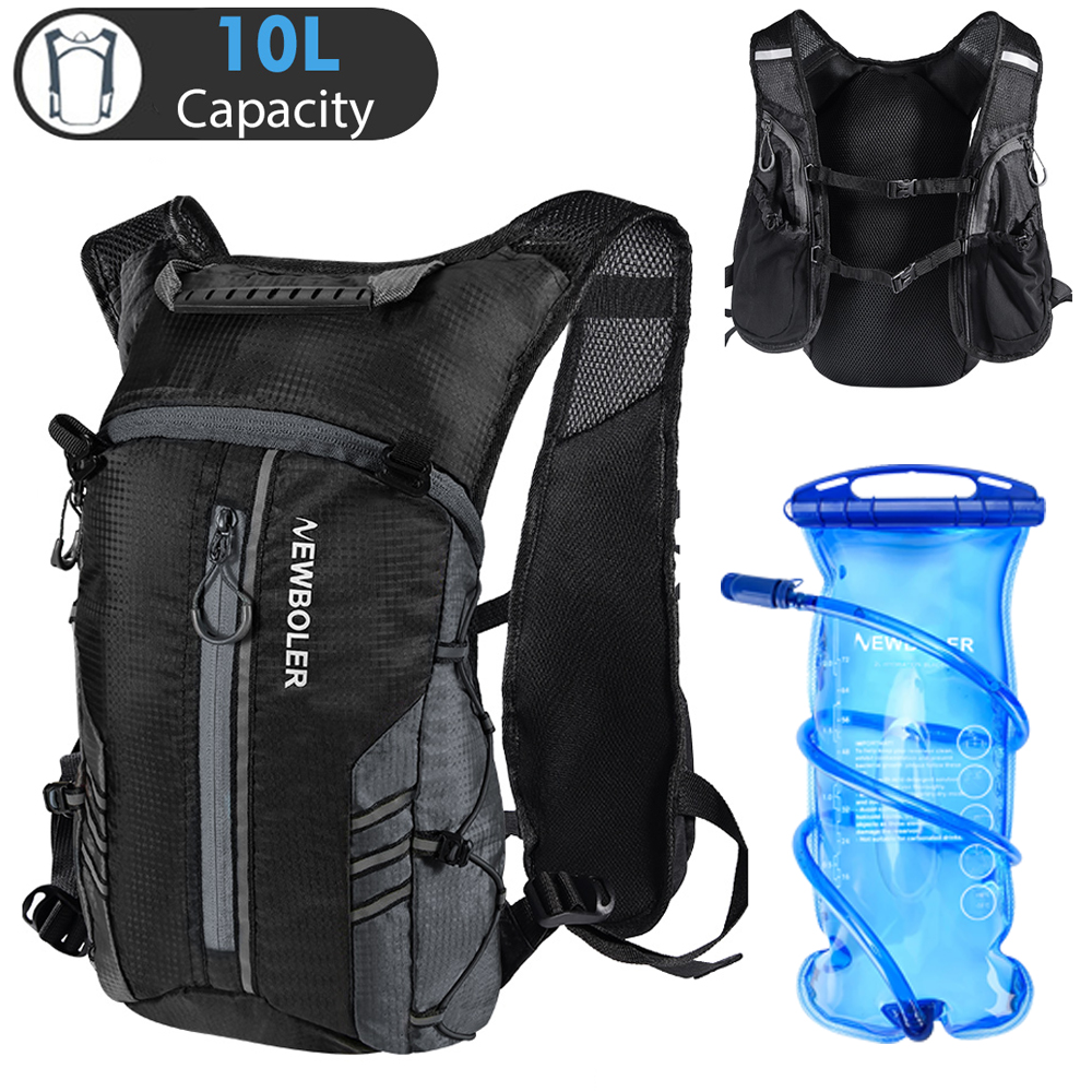 Newboler outdoor ademende sporttas, fietsrugzak met vochtinbrengende eigenschappen, reisrugzak, wandelrugzak 10l -rugzak, racefietsrugzak: Zwarte kleur