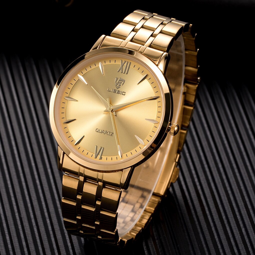Liebig golden couple horloges roestvrij staal dames quartz waterdicht heren dames horloges polshorloges voor koppels kerst