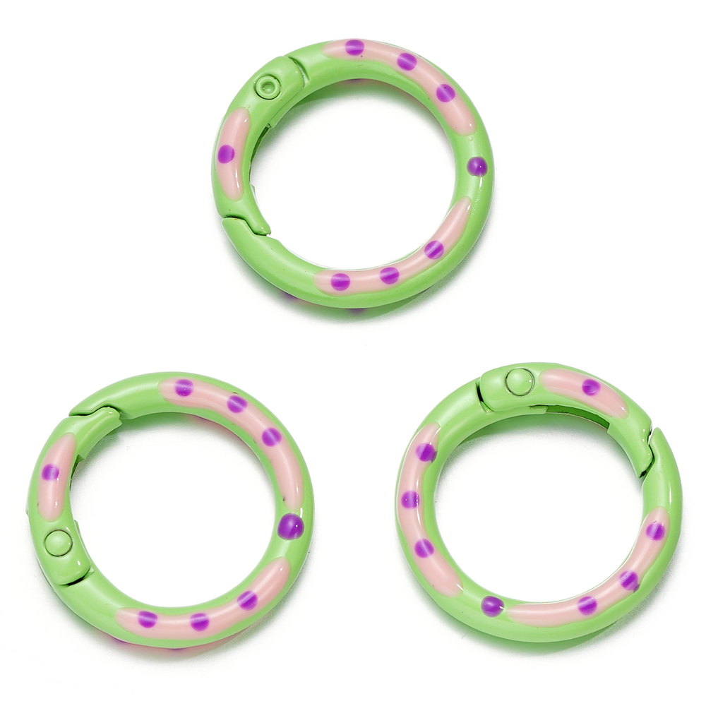 5pcs/lot Multicolor Metal Round Ring Spring Clasp Carabiner Keychain Clips Hook Dog Chain DIY Jewelry Buckle Connector Supplies: green