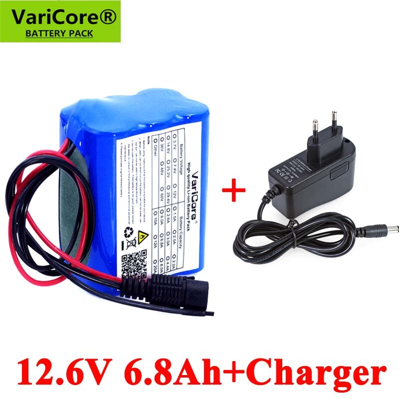 Varicore 12v 6800 mah 18650 genopladelige batterier 12.6v lithium batteripakke med pcb til elektrisk cykel modifikationssæt