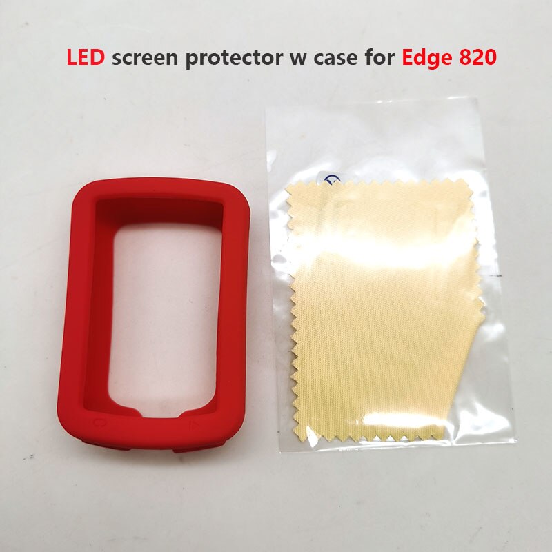 Gel Edge 820 – boîtier de protection en caoutchouc pour vélo, GPS, ordinateur, avec Film de protection d&#39;écran, pour Garmin Edge 820: Red LED