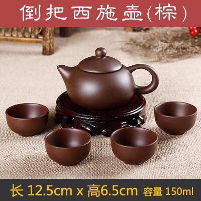 5pcs Kung Fu Tea Set [1 Teapot + 4 Cups Set] 150ml Chinese Xi Shi Porcelain Tea Sets Ceramic Yixing Purple Clay Kettle: 3