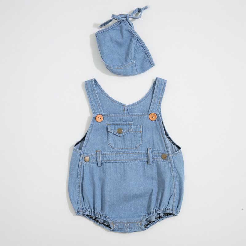 MILANCEL Baby Kleding Denim Babybodysuit Mouwloze Baby Meisjes Bodysuits Korte Stijl Peuter Jongens Kleding